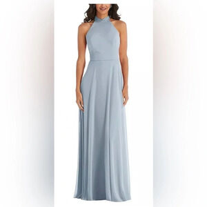 After Six High Neck Halter Backless Maxi Dress in Mist blue 1545